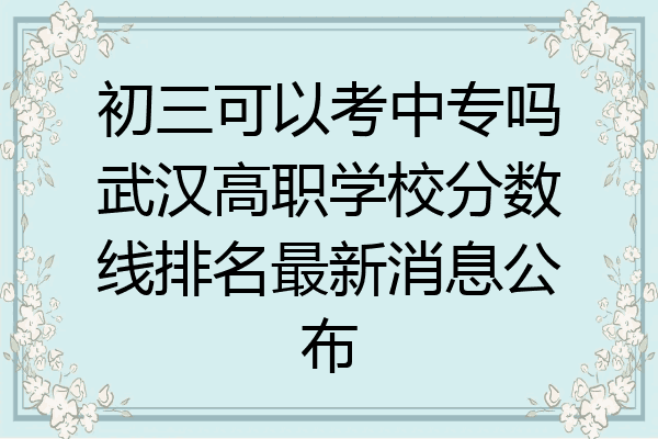 初三可以考中专吗武汉高职学校分数线排名最新消息公布