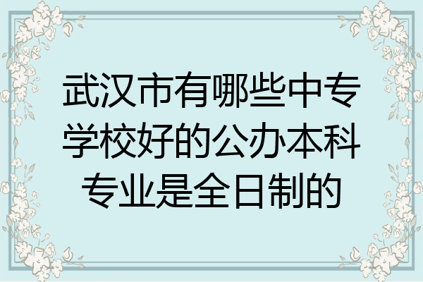 武汉市有哪些中专学校好的公办本科专业是全日制的