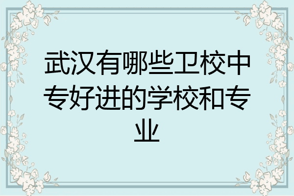 武汉有哪些卫校中专好进的学校和专业