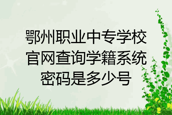 鄂州职业中专学校官网查询学籍系统密码是多少号
