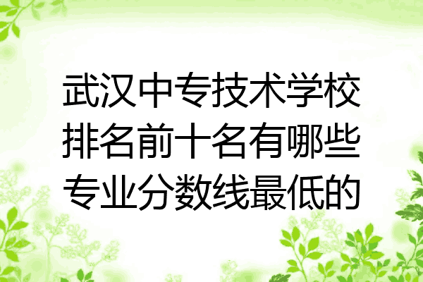 武汉中专技术学校排名前十名有哪些专业分数线最低的
