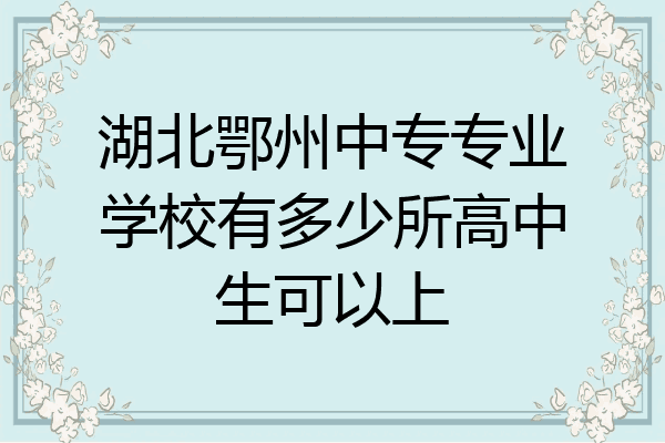 湖北鄂州中专专业学校有多少所高中生可以上
