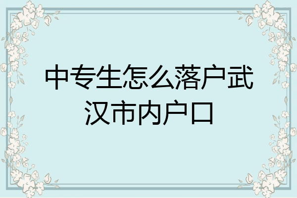 中专生怎么落户武汉市内户口