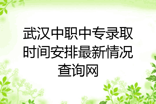 武汉中职中专录取时间安排最新情况查询网
