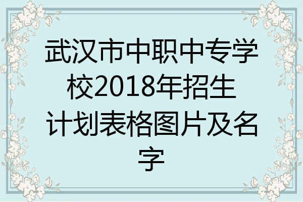 武汉市中职中专学校2018年招生计划表格图片及名字