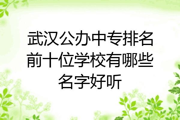 武汉公办中专排名前十位学校有哪些名字好听