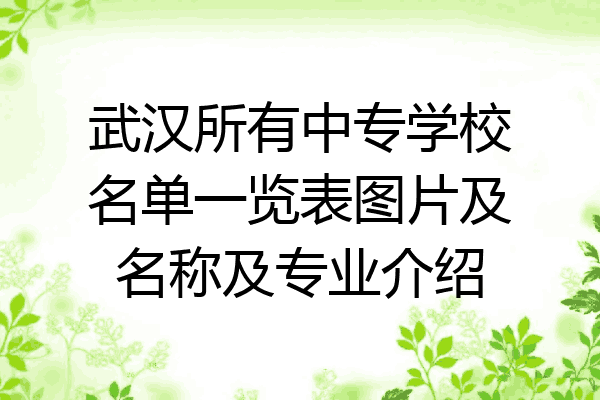 武汉所有中专学校名单一览表图片及名称及专业介绍