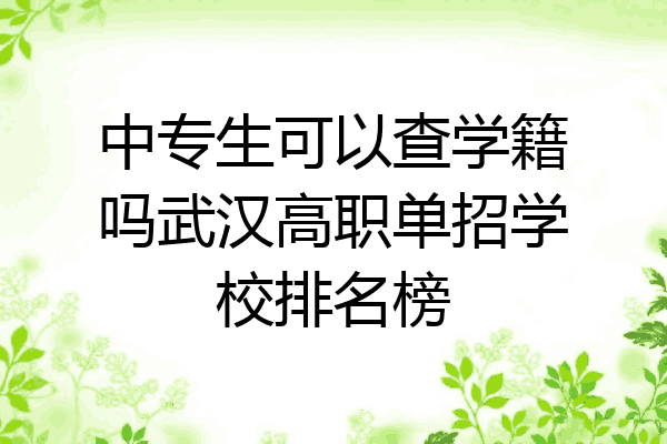 中专生可以查学籍吗武汉高职单招学校排名榜