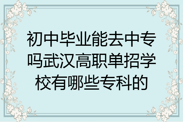 初中毕业能去中专吗武汉高职单招学校有哪些专科的