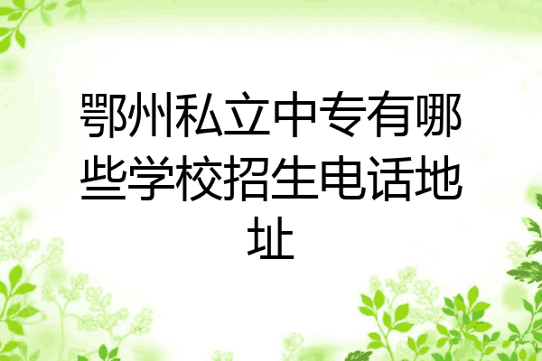 鄂州私立中专有哪些学校招生电话地址