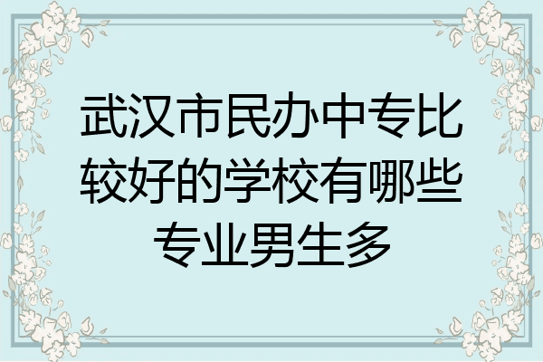 武汉市民办中专比较好的学校有哪些专业男生多