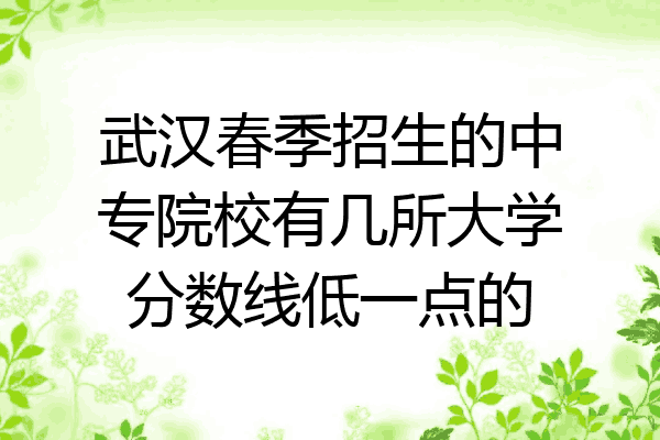 武汉春季招生的中专院校有几所大学分数线低一点的