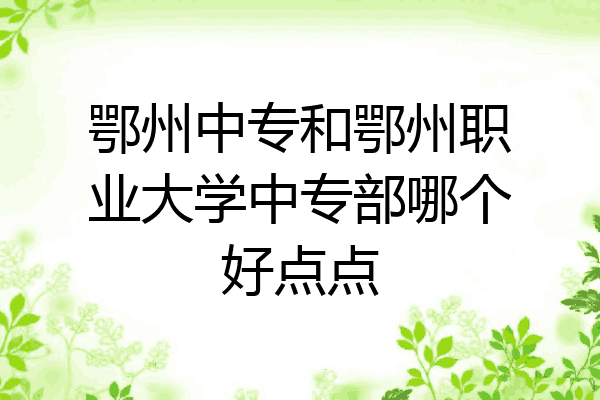 鄂州中专和鄂州职业大学中专部哪个好点点