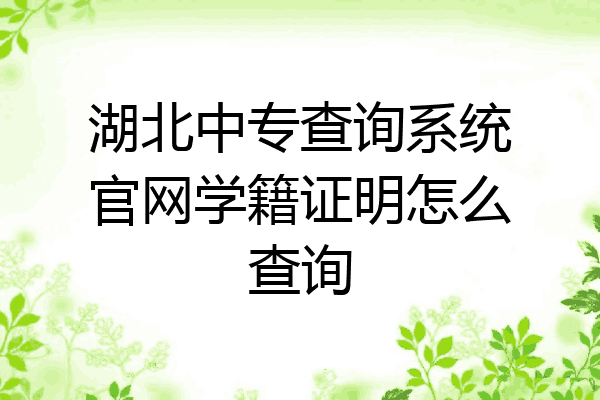 湖北中专查询系统官网学籍证明怎么查询