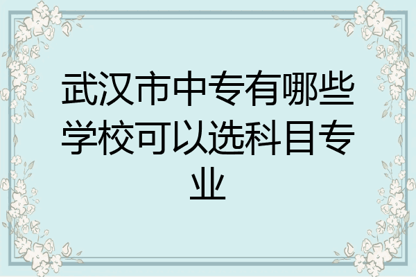 武汉市中专有哪些学校可以选科目专业