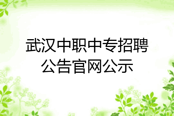 武汉中职中专招聘公告官网公示