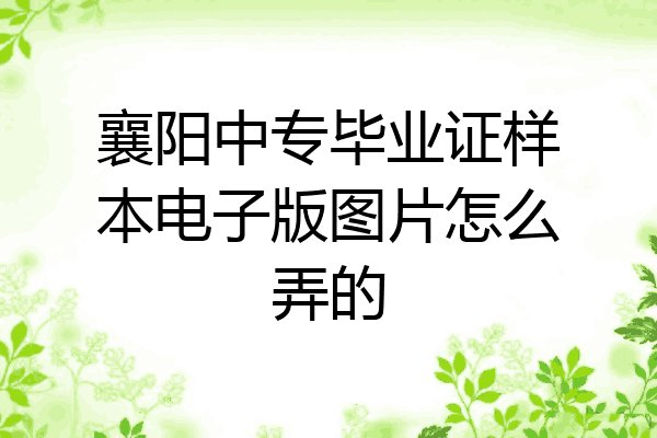 襄阳中专毕业证样本电子版图片怎么弄的