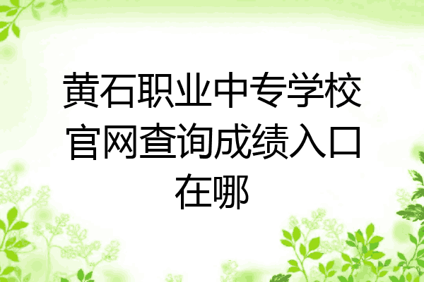 黄石职业中专学校官网查询成绩入口在哪