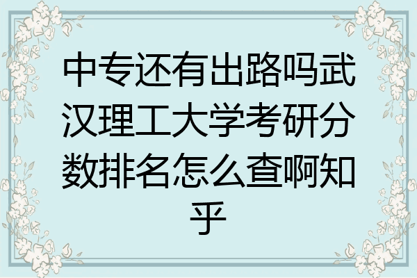 中专还有出路吗武汉理工大学考研分数排名怎么查啊知乎