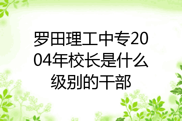 罗田理工中专2004年校长是什么级别的干部