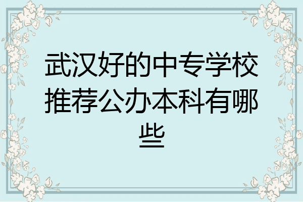 武汉好的中专学校推荐公办本科有哪些
