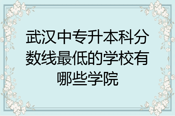 武汉中专升本科分数线最低的学校有哪些学院