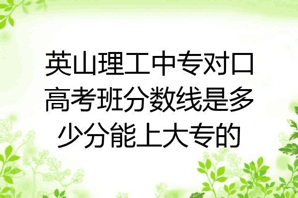 英山理工中专对口高考班分数线是多少分能上大专的