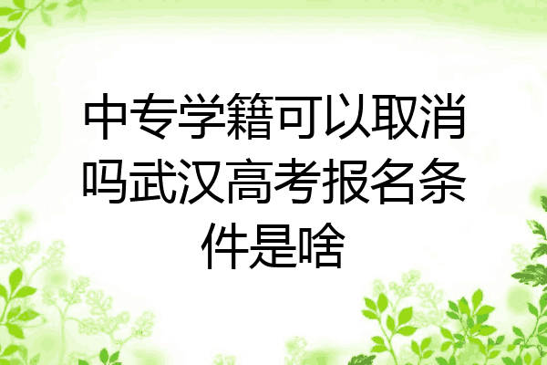 中专学籍可以取消吗武汉高考报名条件是啥