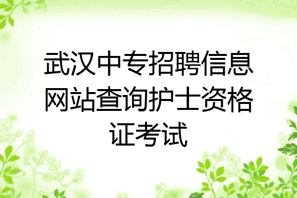 武汉中专招聘信息网站查询护士资格证考试