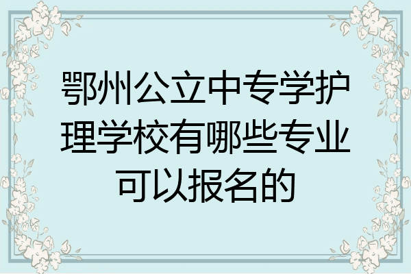 鄂州公立中专学护理学校有哪些专业可以报名的