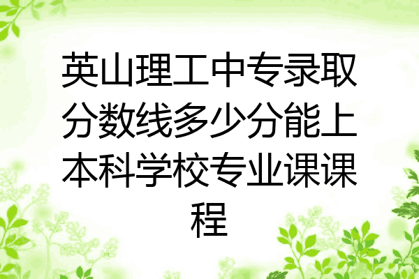英山理工中专录取分数线多少分能上本科学校专业课课程