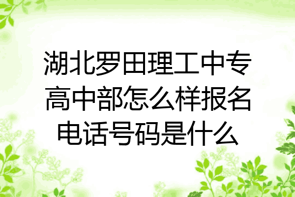 湖北罗田理工中专高中部怎么样报名电话号码是什么