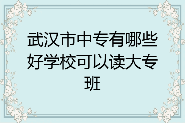 武汉市中专有哪些好学校可以读大专班