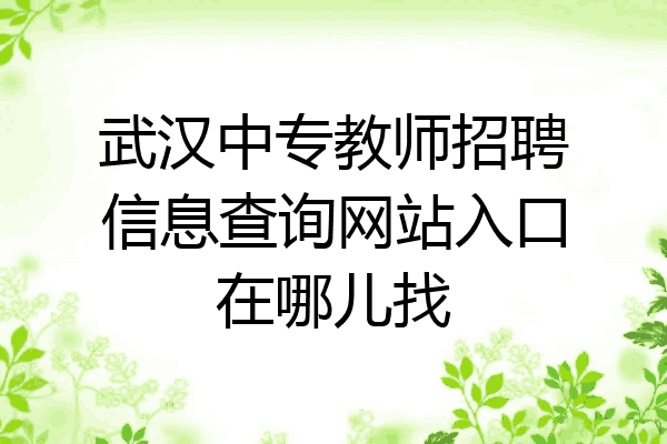武汉中专教师招聘信息查询网站入口在哪儿找