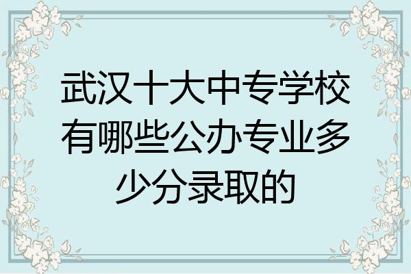武汉十大中专学校有哪些公办专业多少分录取的