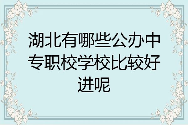 湖北有哪些公办中专职校学校比较好进呢