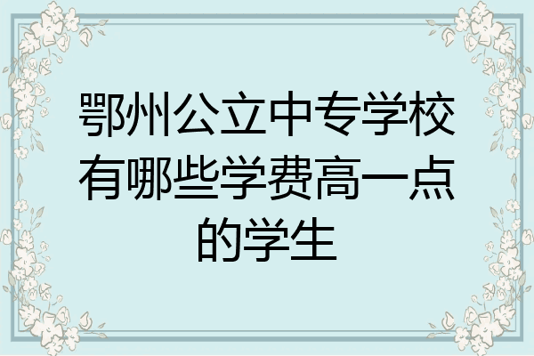 鄂州公立中专学校有哪些学费高一点的学生