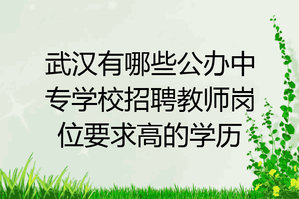 武汉有哪些公办中专学校招聘教师岗位要求高的学历