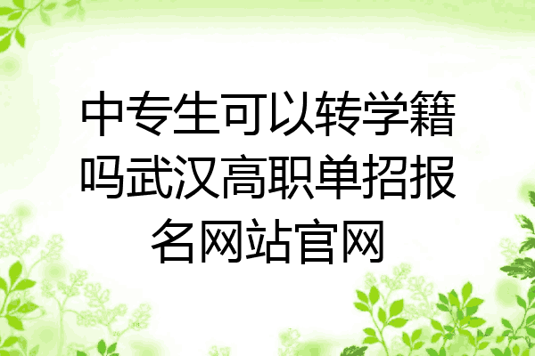 中专生可以转学籍吗武汉高职单招报名网站官网