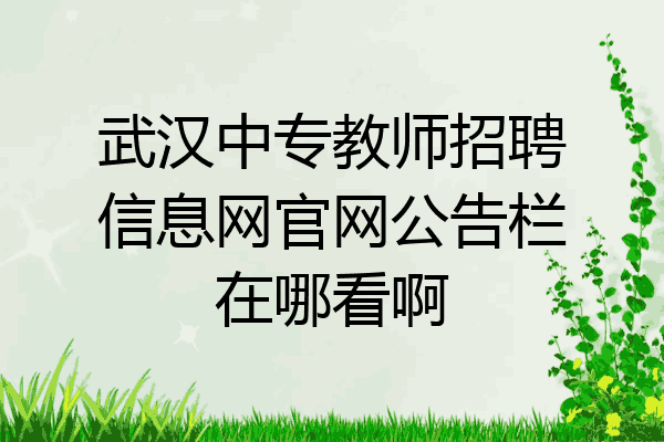武汉中专教师招聘信息网官网公告栏在哪看啊