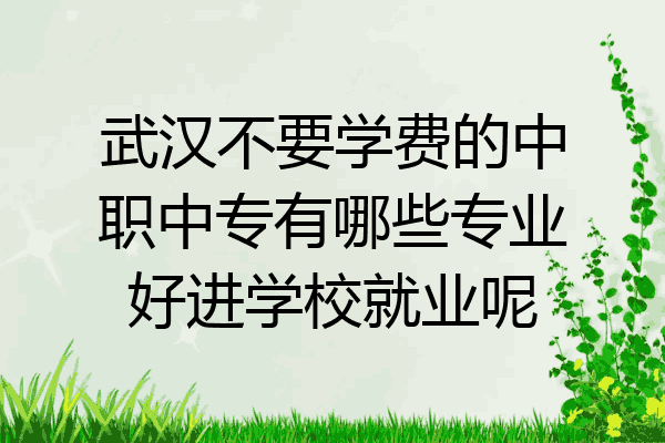 武汉不要学费的中职中专有哪些专业好进学校就业呢