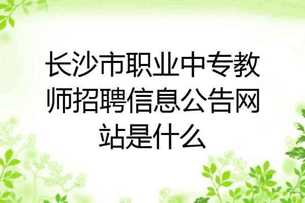 长沙市职业中专教师招聘信息公告网站是什么