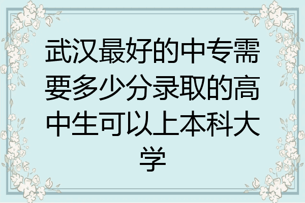 武汉最好的中专需要多少分录取的高中生可以上本科大学