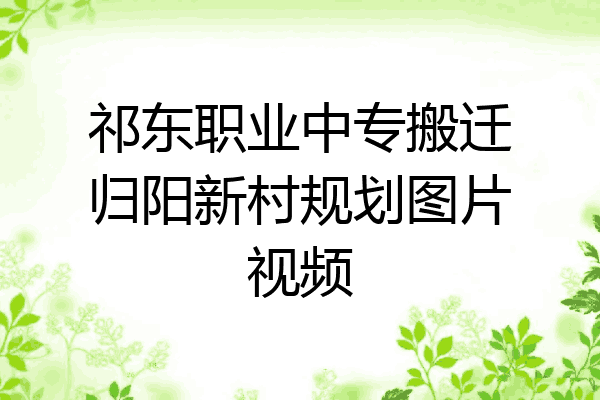 祁东职业中专搬迁归阳新村规划图片视频