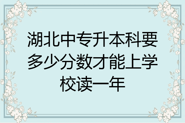 湖北中专升本科要多少分数才能上学校读一年