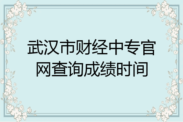 武汉市财经中专官网查询成绩时间