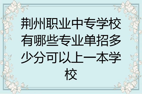 荆州职业中专学校有哪些专业单招多少分可以上一本学校