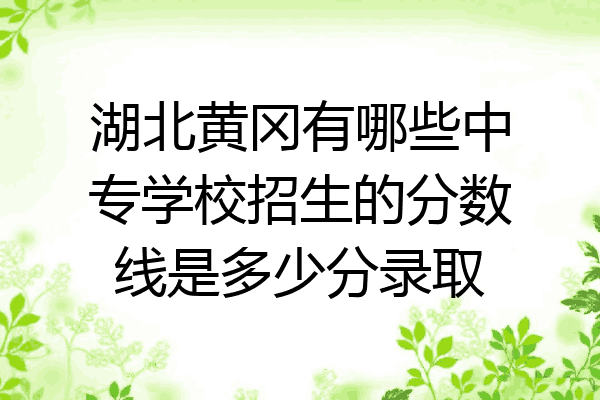 湖北黄冈有哪些中专学校招生的分数线是多少分录取