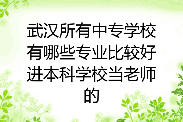 武汉所有中专学校有哪些专业比较好进本科学校当老师的