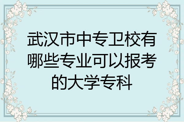 武汉市中专卫校有哪些专业可以报考的大学专科